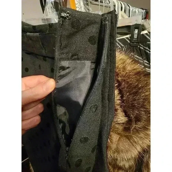 Loft Black Skirt with Velvet Dots - Picture 2 of 3